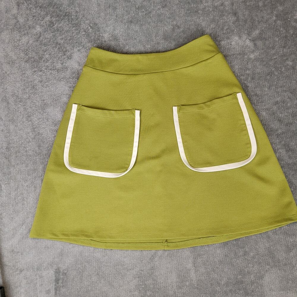 Smak Parlour Mini Skirt Womens Small Green A-Line Pocket y2k Retro Knit